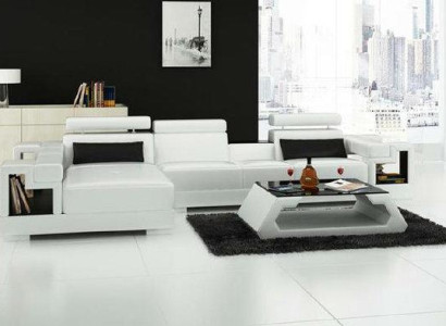 Luxurious Leather Sofa Corner sofa Upholstery Corner suite + Coffee table 2pcs. Set couch